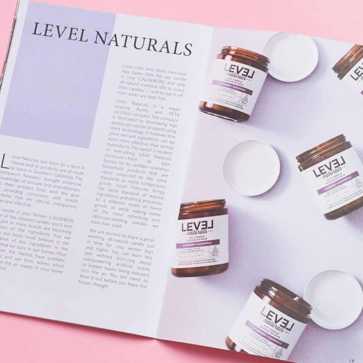 level naturals candle feature in causebox