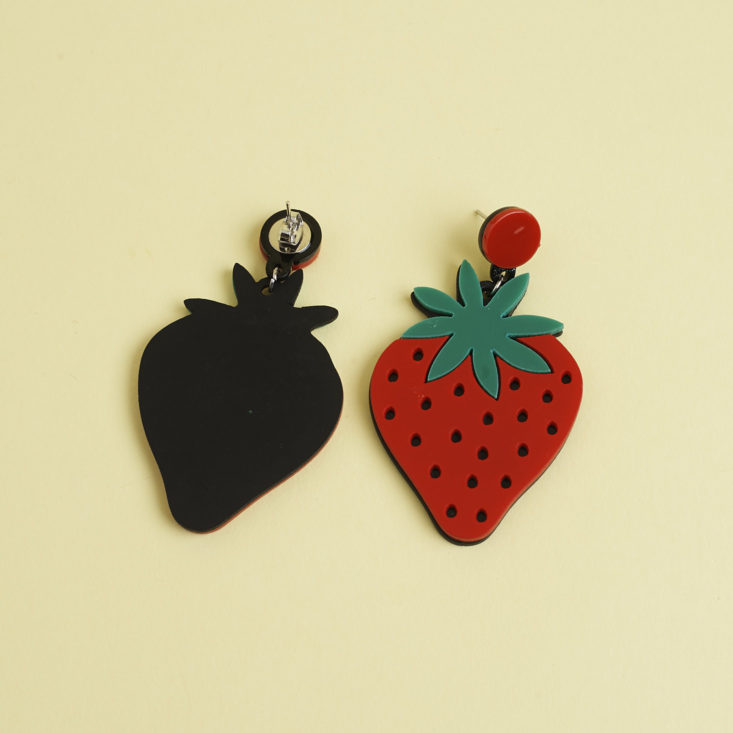 opposite side of plastic strawberry earrings