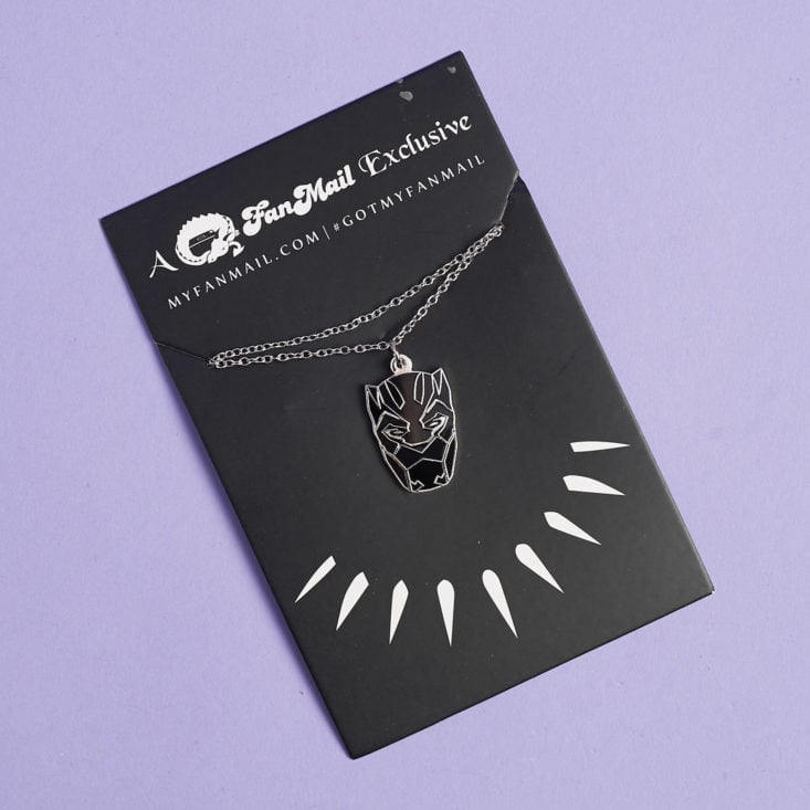 black panther pendant necklace on card