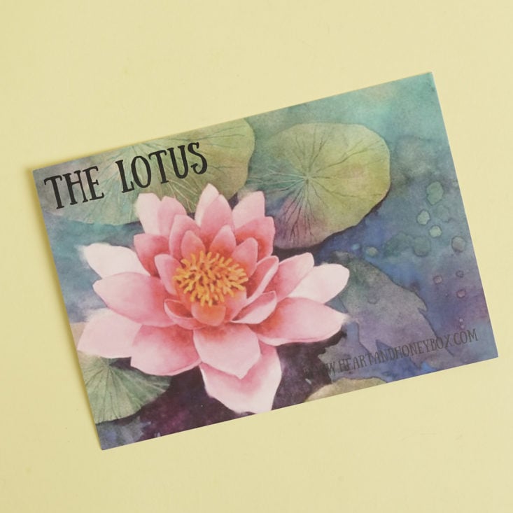 The Lotus info card Heart and Honey Queen Bee Box January 2018