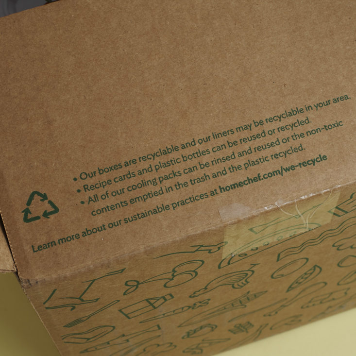 another flap on home chef box about recycling materials
