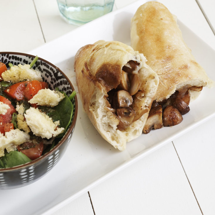 mushroom melt sandwich on plate