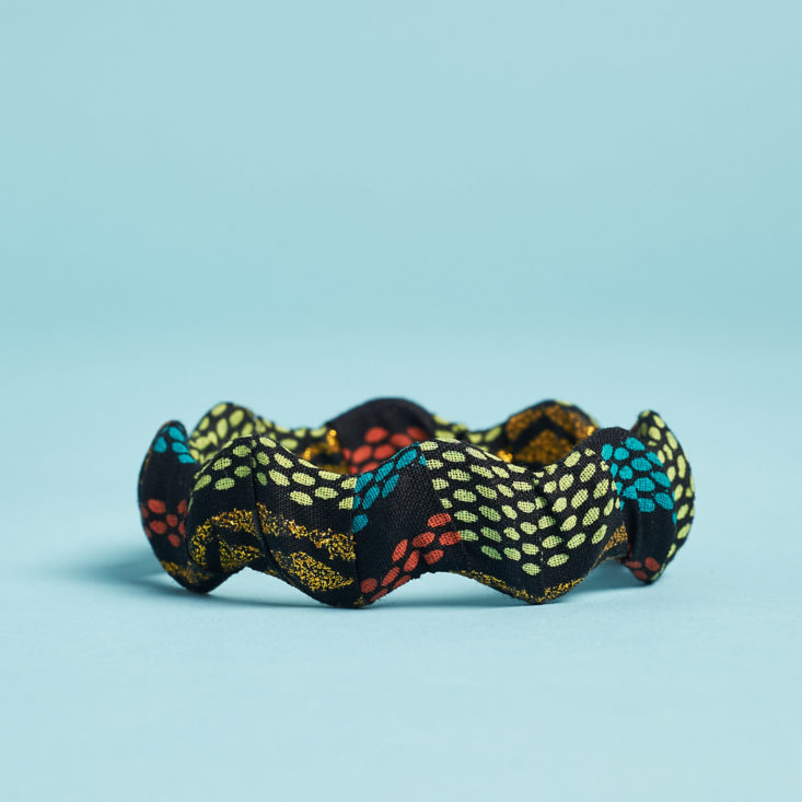 colorful patterned bangle from the side