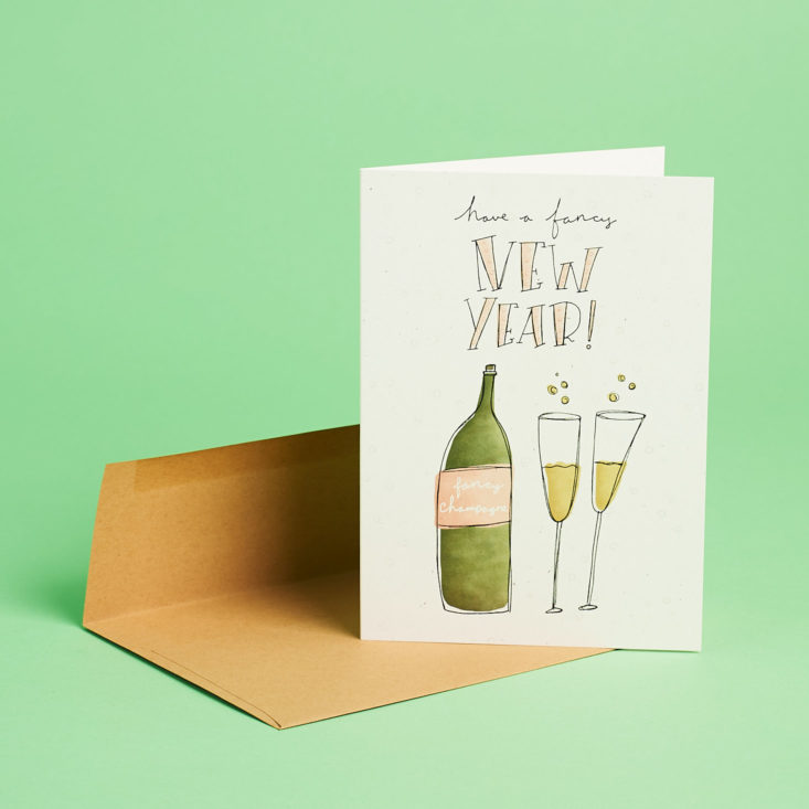 new year toast greeting card and envelope
