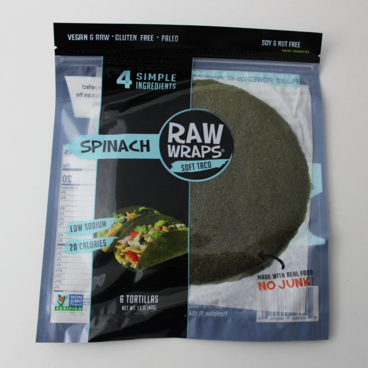 Spinach Raw Wraps (soft taco size, 1.5 oz)
