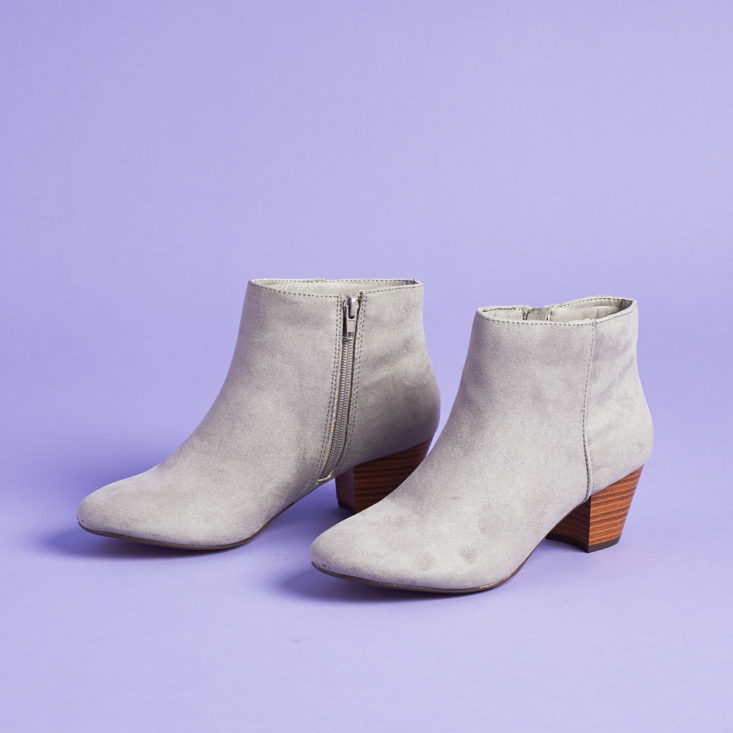 gray booties from the side