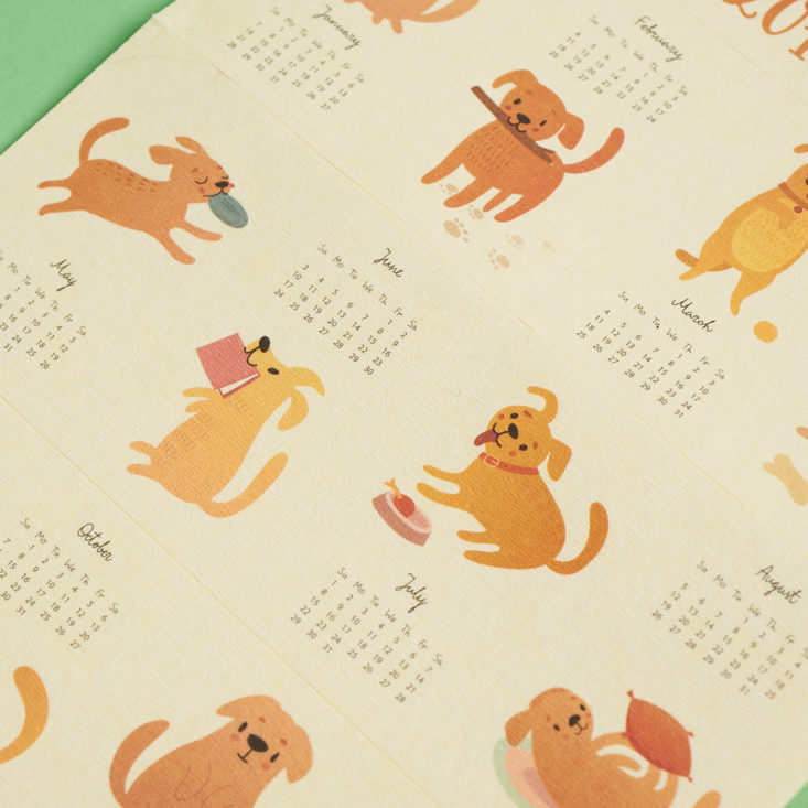 close up on calendar of dogs