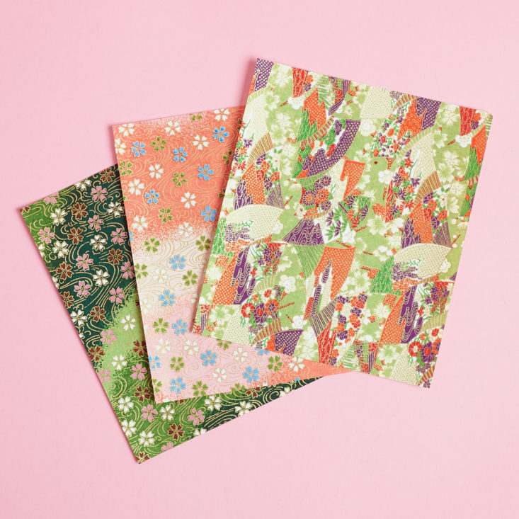 set of three chiyogami washi paper