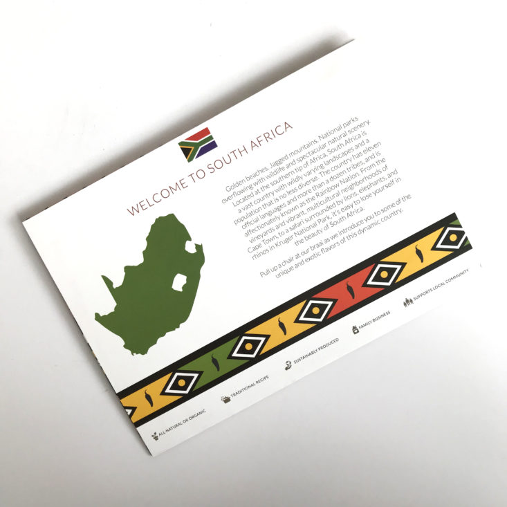 Try The World South Africa Box January 2018 - Information Booklet 2