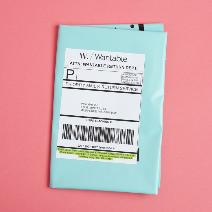 return label and bag for wantable