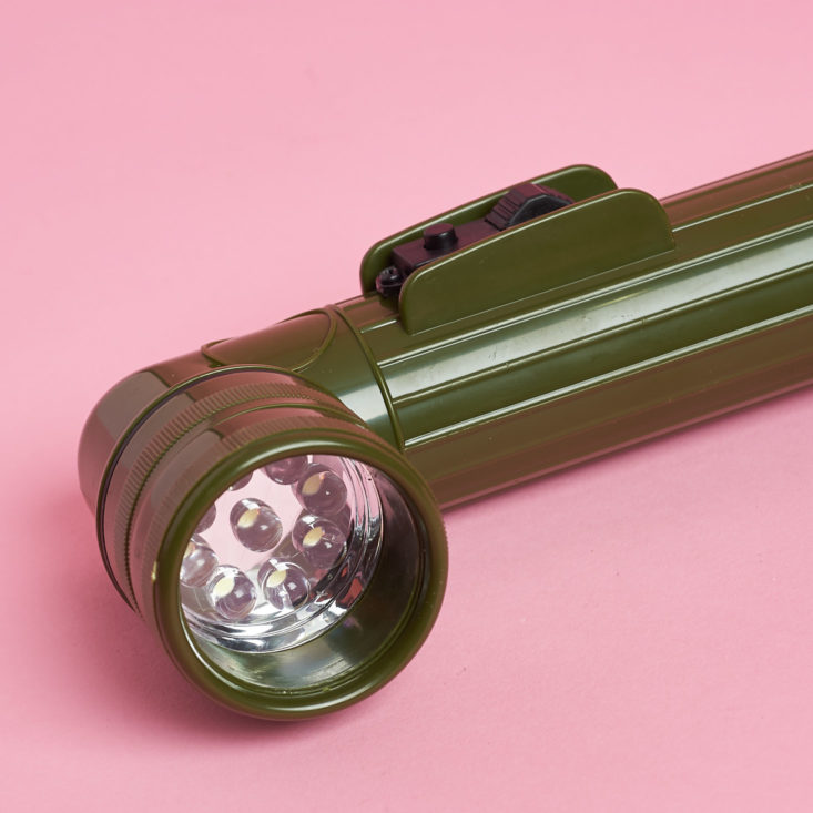Army Style LED Anglehead Flashlight closeup of light