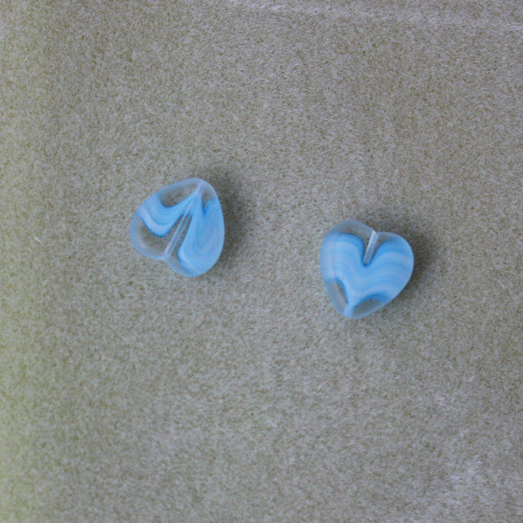 15 x 15 mm Crystal/Blue/White Heart Window Beads (Czech glass, 2)