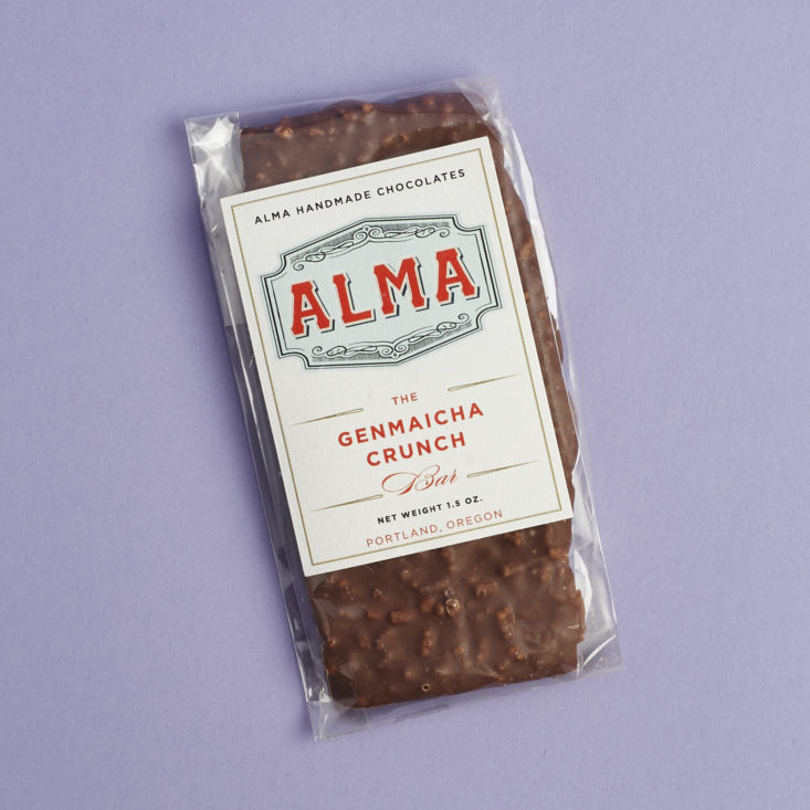 Alma Chocolate Genmaicha Crunch Bar