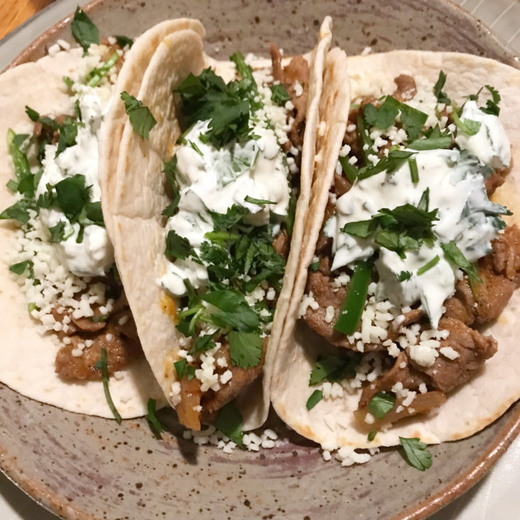 close up of Plated Barbacoa Steak Tacos