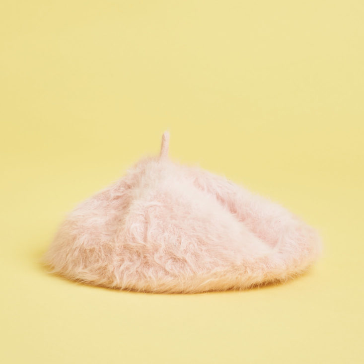 pink fuzzy beret