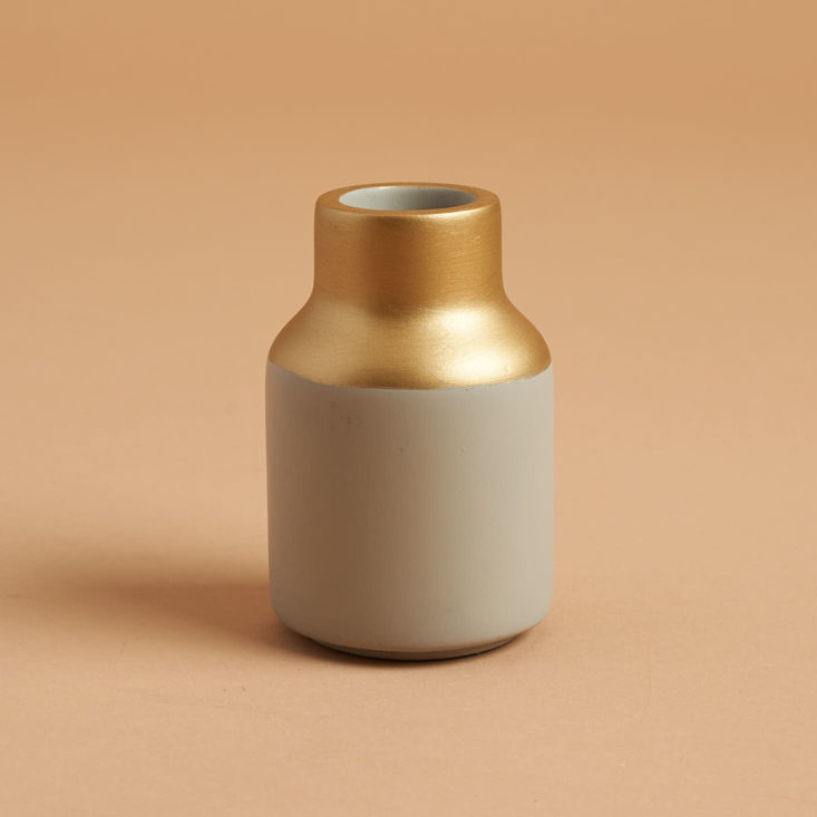Petite concrete vase with gold trim