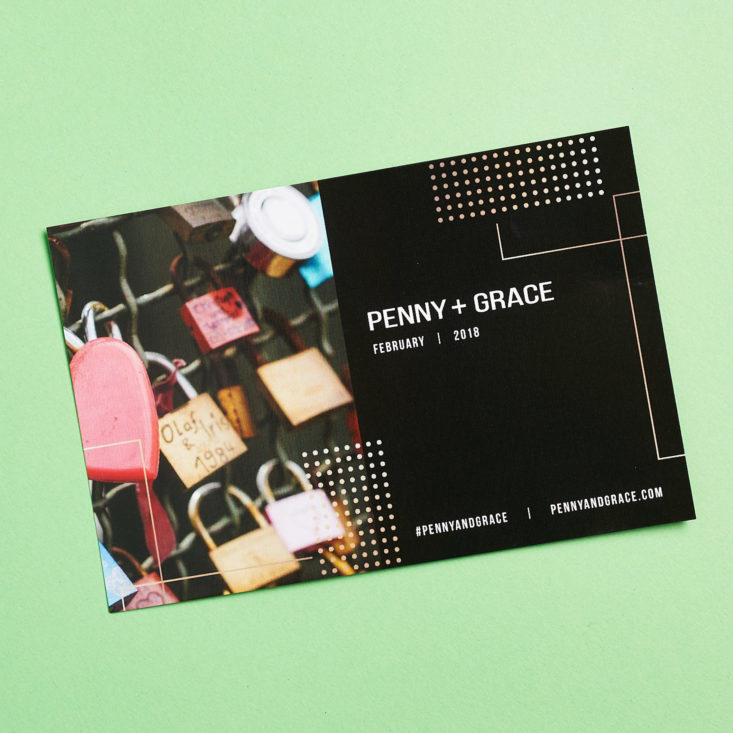 penny and grace february 2018 info card