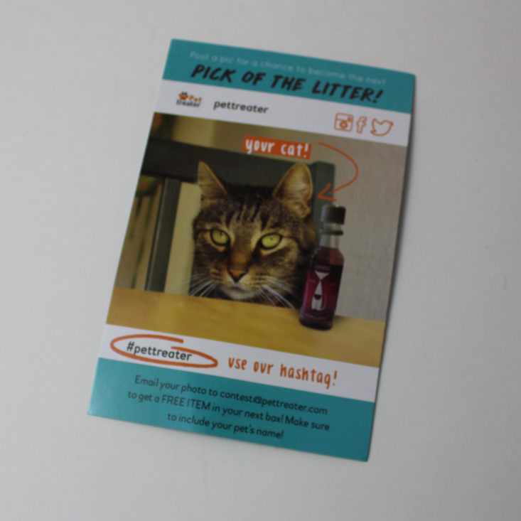 Pet Treater Cat Pack February 2018 Booklet Back