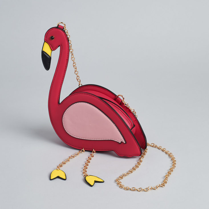 flamingo purse with dangling feet