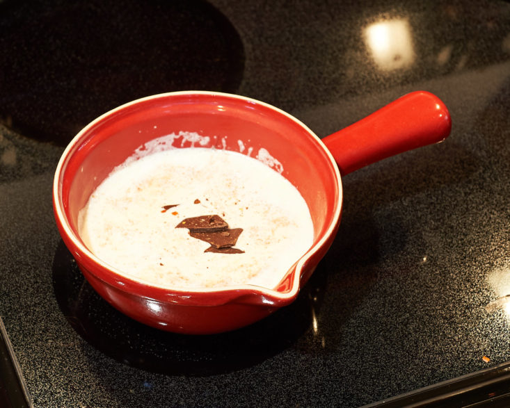 chocolate melting into fondue