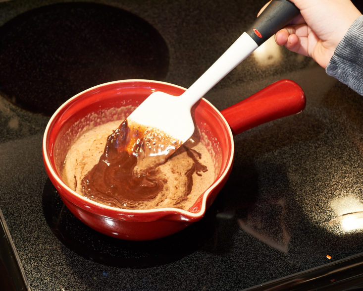 chocolate fondue being made