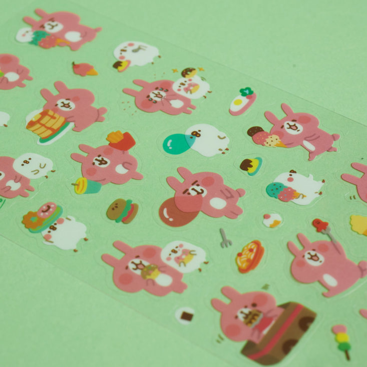 close up on pink bunny stickers