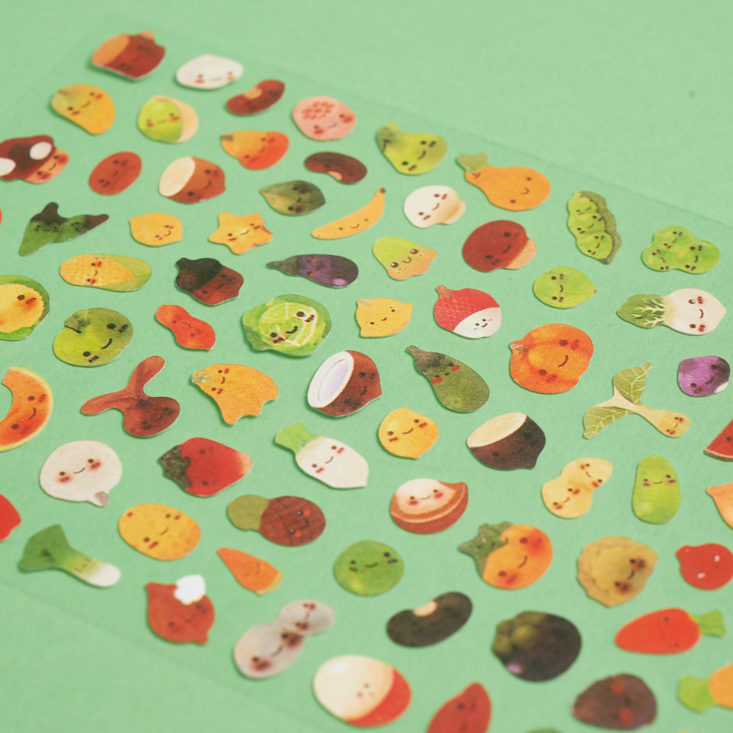 close up on smiling vegetables sticker sheet