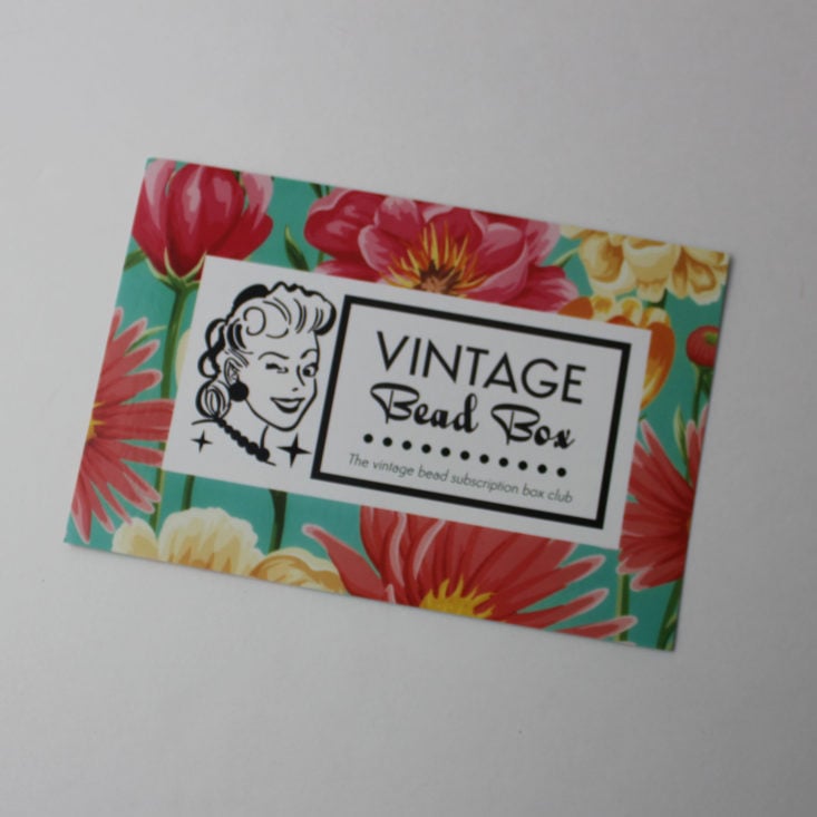 Vintage Bead Box February 2018 info card front