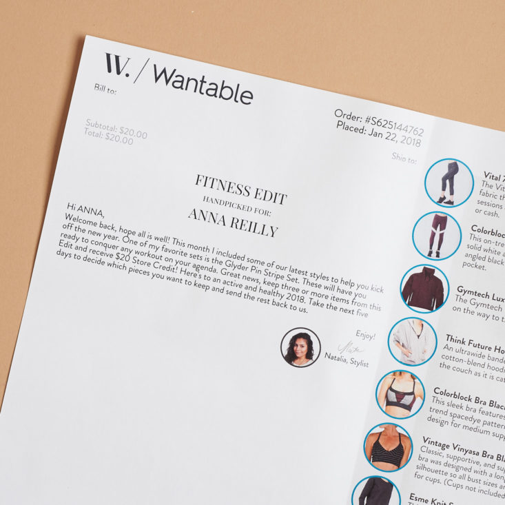 note from stylist for wantable fitness edit for february 2018