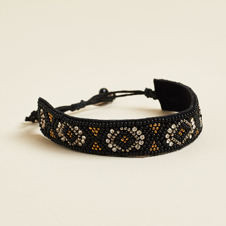 beaded bracelet laid flat
