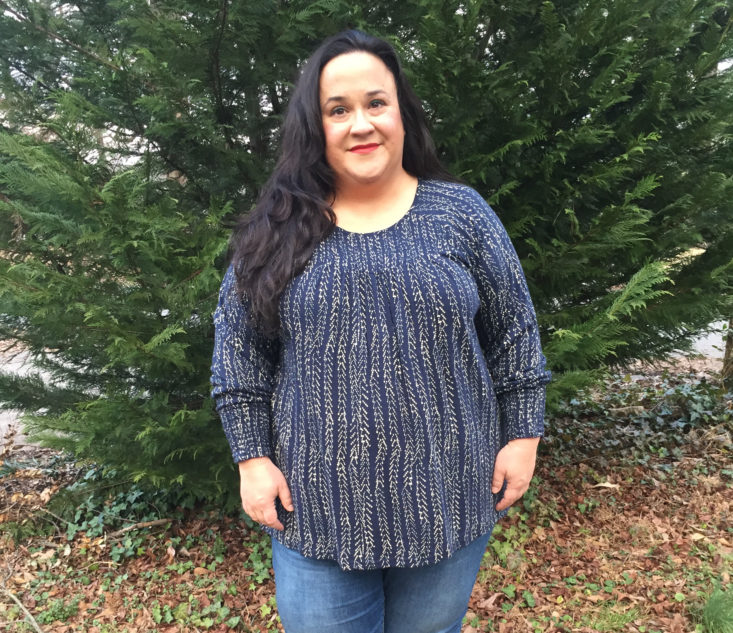 LUCKY BRAND - Scoop Neck Navy Print Top