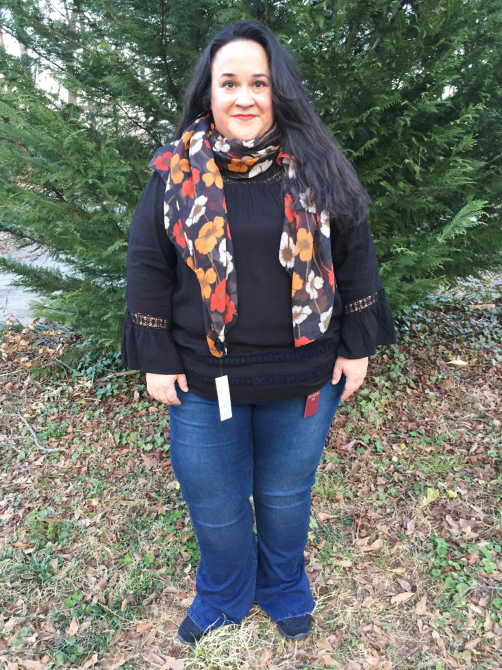 Beverly Floral Print Scarf by The Accessory Collective modeled