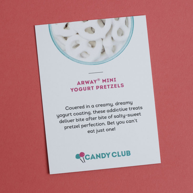 Arway Mini Yogurt Covered Pretzels info card