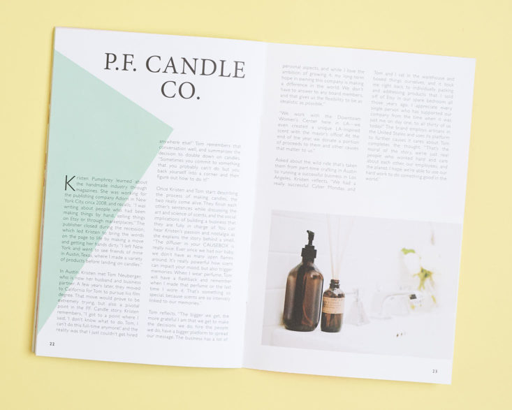 pf candle co info in causebox booklet