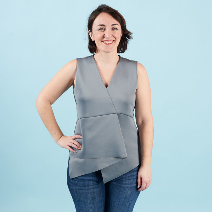 silvery blue work blouse