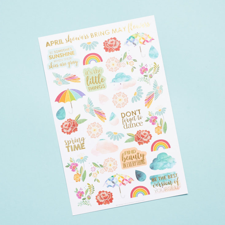 sheet of spring themed stickers