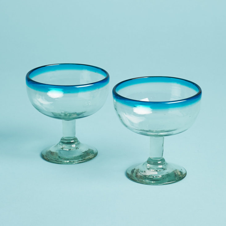 blue rimmed margarita glasses