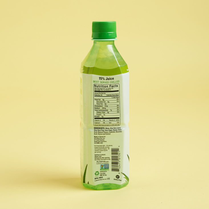 aloe water nutrition facts