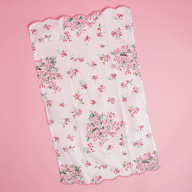Vintage floral flax tea towel
