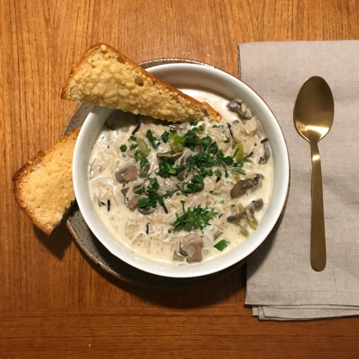 plated Creamy Wild Rice & Mushroom Soup