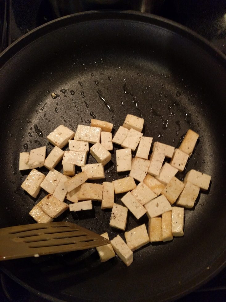 ponzu tofu cooking in pan