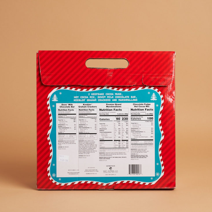 ingredients for all items in hot cocoa pack
