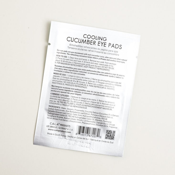 directions for Cala Products Cooling Cucumber Eye Pads