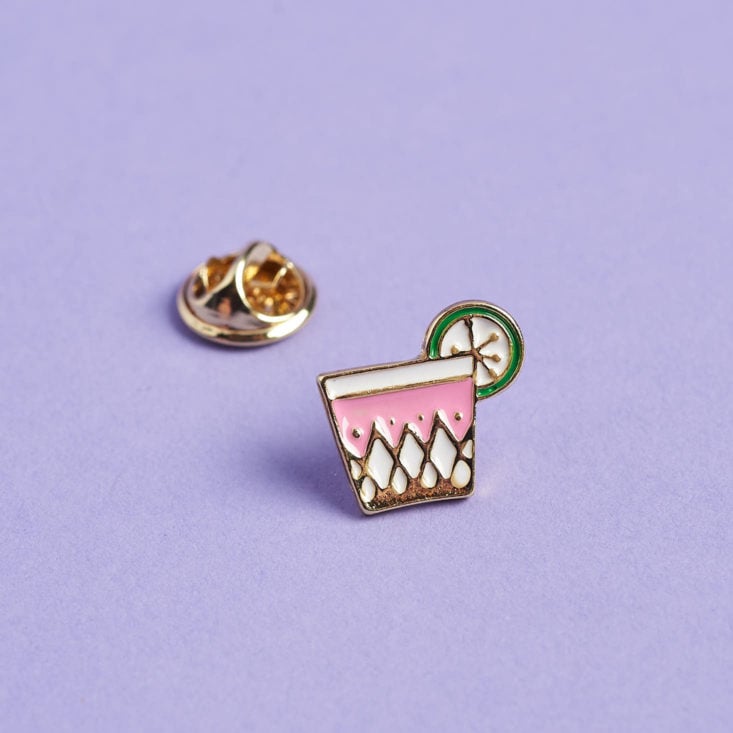 cocktail enamel pin with backing