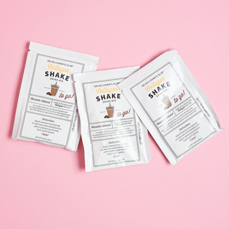 three collagen shake packets