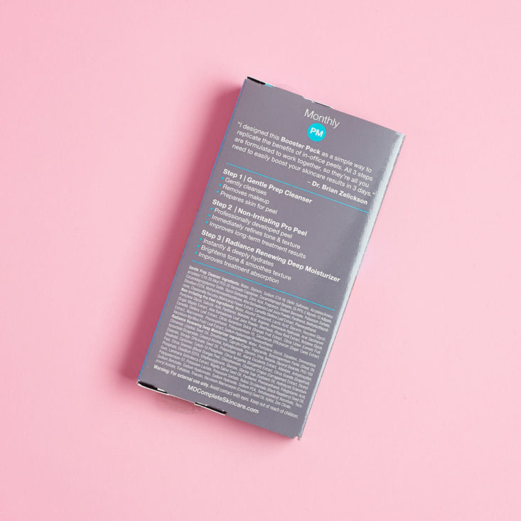 back of MD skincare kit