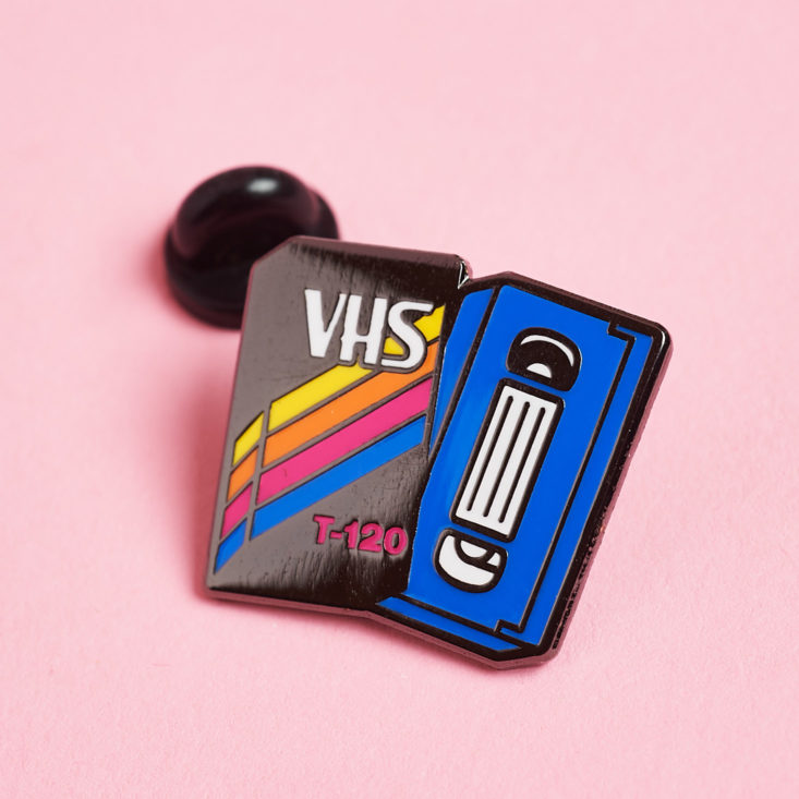 retro 90s vhs tape by marimo pins enamel pin for quirky crate 90s edition march 2018