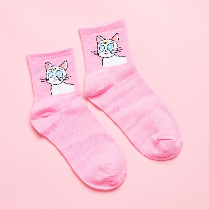artemis socks sailor moon white cat 90s edition of quirky crate subscription box
