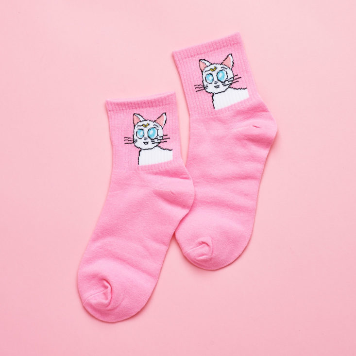 artemis sailor moon white cat pink socks