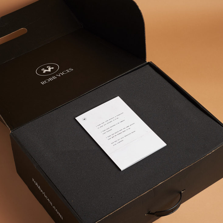 open box for robb vices march 2018 luxury subscription box review and unboxing